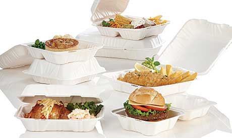 Huhtamaki’s moulded-fibre hinged food container