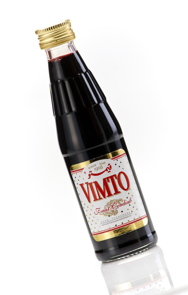 Large glass bottle used at Vimto