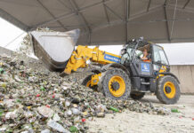 Glass being recycled