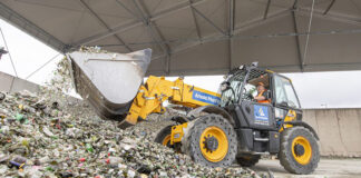 Glass being recycled