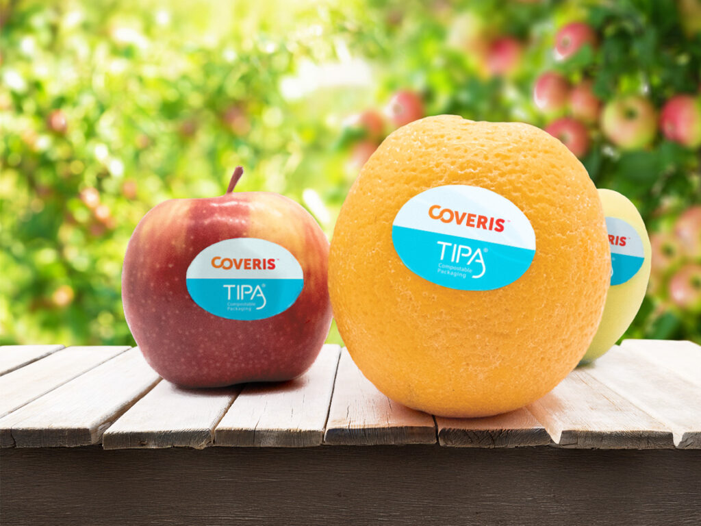 Fruit with compostable labels