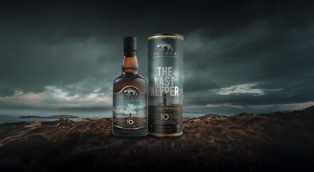 Whisky bottle with atmospheric background